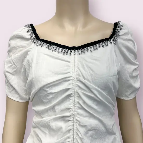 5 Yards of Daisy Beaded Fringe Trim - 1 1/4 inch wide Black Blue {5}