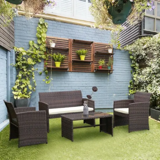 4 pcs Patio Rattan Wicker Furniture Set {2}