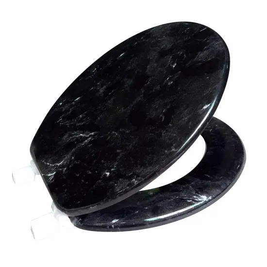 J&V Textiles Round Toilet Seat With Easy Clean & Change Hinge Gray {2}