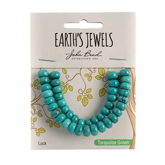 Earth&rsquo;s Jewels Semi-Precious Rondelle Green Turquoise Stabilized {1}