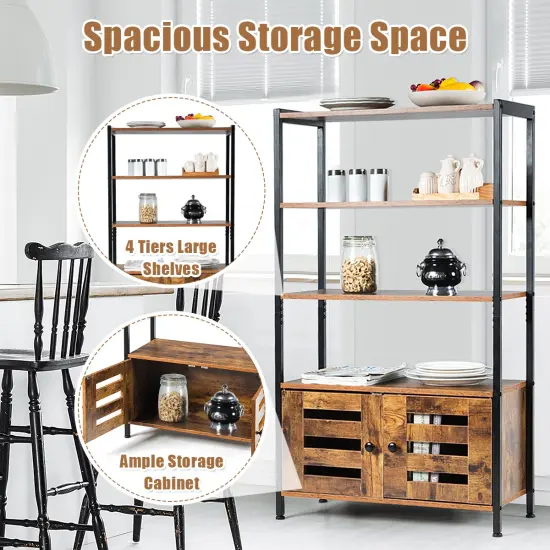 Costway Industrial Storage Cabinet Bookshelf Bookcase Bathroom Floor Cabinet W/3 Shelves {6}