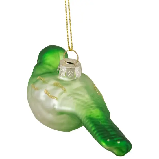 Northlight 4" Green and White Glass Bird Christmas Ornament {6}