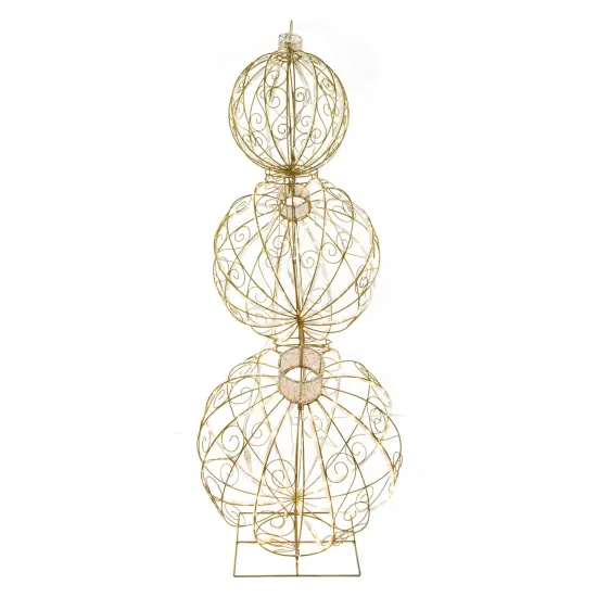 Northlight Open Design Stacked Christmas Ornaments Outdoor Decoration - 51" - Gold - Warm White {5}