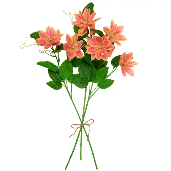 Northlight Real Touch&trade; Coral Orange Artificial Lotus Floral Sprays, Set of 6 - 25" {5}