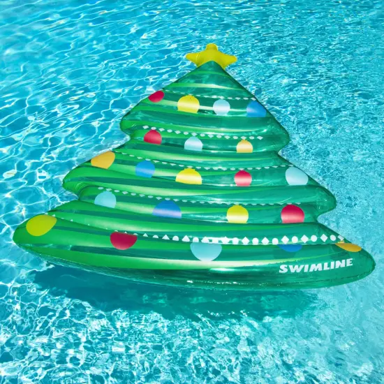 Swimline 70" Christmas Tree Inflatable Pool Mattress Raft Green {3}