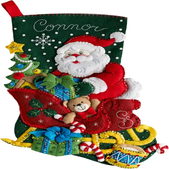 Bucilla Felt Stocking Applique Kit 18" Long-Santa's Sleigh {2}