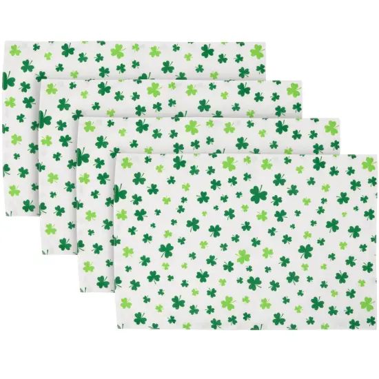 Northlight Shamrock St. Patrick's Day Placemats - 18" - White and Green - Set of 4 {1}