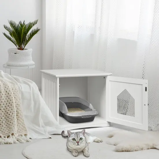 Sidetable Nightstand Weatherproof Multi-function Cat House White {1}