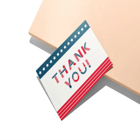 Twigs Paper - American Flag Thank You Cards - Patriotic Stationary Cards with Envelopes - Greeting Card for Veteran's Day, Memorial Day, 4th of July & More - Made In USA - 5.5" x 4.25" (Set of 12) {3}