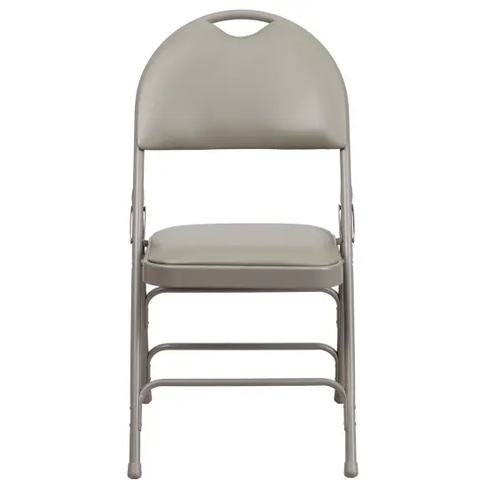 Emma and Oliver 4 Pack Home & Office Easy-Carry Party Events Padded Folding Chair GrayVinyl/GrayFrame {2}