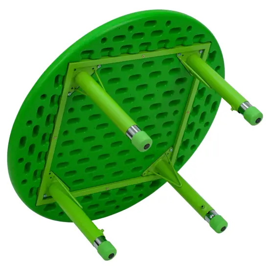 Emma and Oliver 33" Round Plastic Height Adjustable Activity Table Green {3}