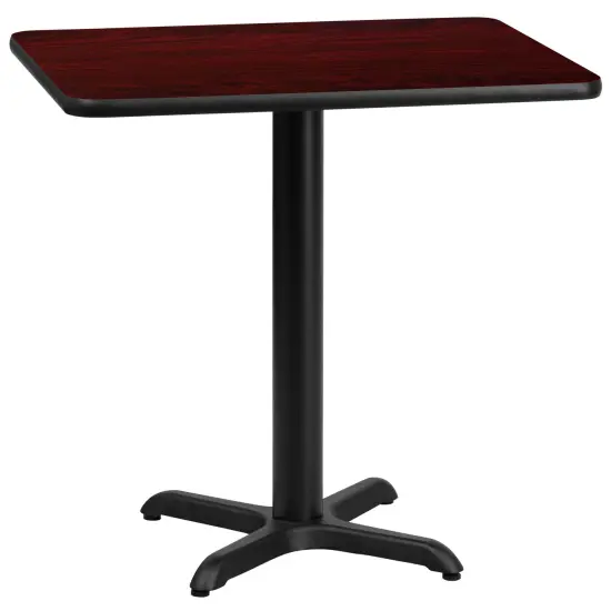 Emma and Oliver 24"x30" Rectangular Laminate Table with 22"x22" Table Height Base Mahogany {1}
