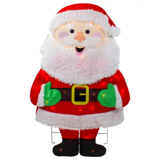 Northlight Lighted 2D Chenille Santa Outdoor Christmas Decoration - 32" - Warm White Lights Red {1}