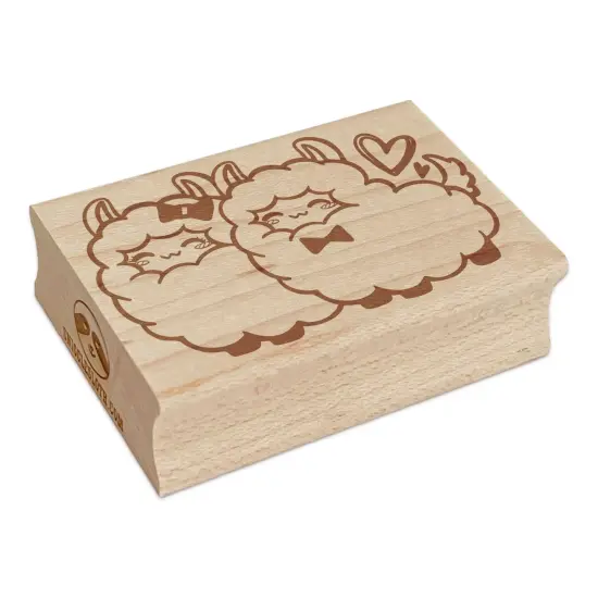 Smitten Llama Alpaca Couple Love Rectangle Rubber Stamp for Stamping Crafting {7}