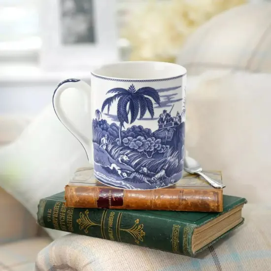 Spode Blue Room Indian Sporting 16 Ounces Fine Porcelain Mug - Blue/White {3}