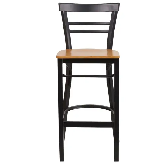 Emma and Oliver Two-Slat Ladder Back Metal Restaurant Dining Barstool Mahogany/BlackMetal {7}