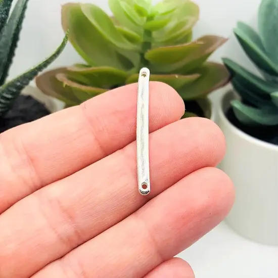 4, 20 or 50 Pieces: Silver Plated 33x3mm Simple Minimalist Bar Connectors {3}