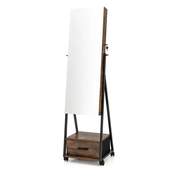 Jewelry Cabinet with Full Length Mirror Brown {6}