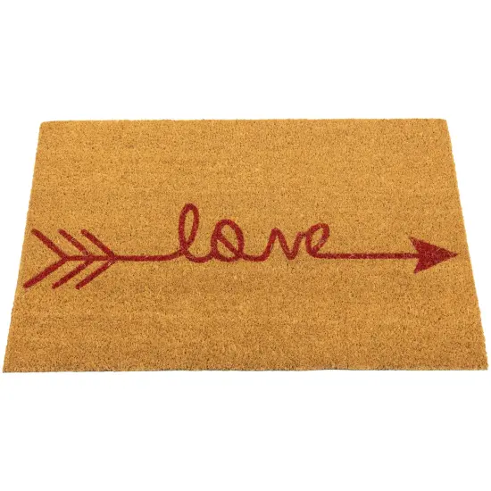 Northlight Natural Coir "Love" Arrow Outdoor Doormat 18" x 30" Brown {4}