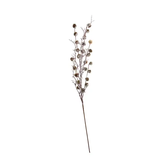 CC Home Furnishings Flocked Pinecone Artificial Twig Christmas Spray - 43" - White and Brown {1}