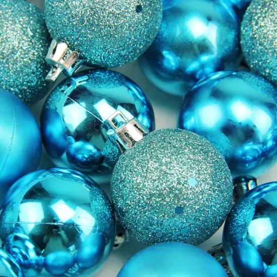 Northlight Shatterproof 4-Finish Christmas Ball Ornaments - 1.5" (40mm) - Turquoise Blue - 96ct {3}