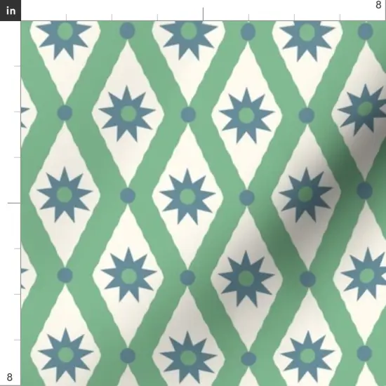 Various Fabrics by the Yard or Fat Quarter Vintage Green Diamond Plaid Retro Blue Geometric Mod Custom Printed Fabric by Spoonflower {4}