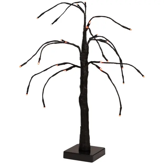 Northlight Pre-Lit Weeping Halloween Twig Tree - 24" - Black - LED Orange Lights {4}