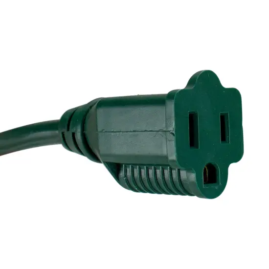 Northlight Outdoor Commercial 3-Prong Extension Power Cord with Outlet Block - 12' - Green Multicolor {3}