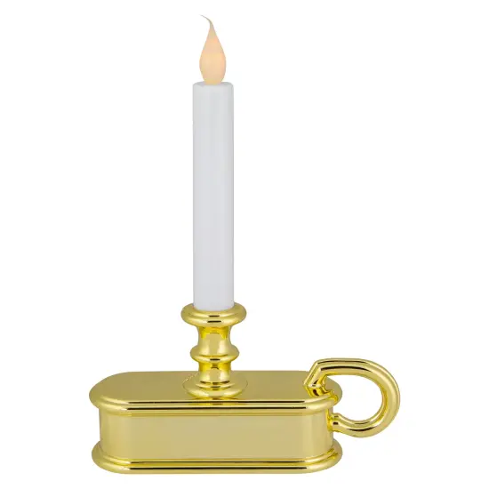 Northlight LED Lighted Window Candle with Handle Base - 9.5" - White and Gold {3}