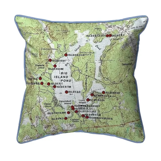 Big Island Pond, NH Map Pillow 22x22 &ndash; Extra Large Zippered Indoor/Outdoor {1}