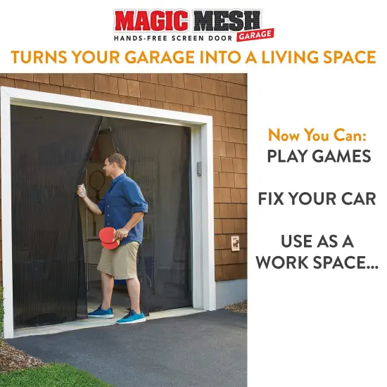 Magic Mesh Garage- Hands Free Magnetic Screen Door, Fits Single Garage Doors- 8 & 9 Foot {4}