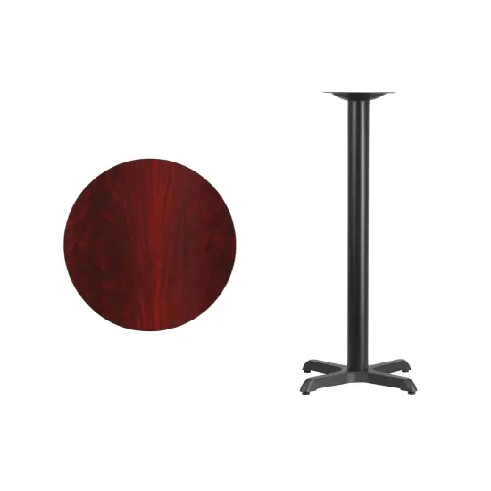 Emma and Oliver 24" Round Laminate Table Top with 22"x22" Bar Height Table Base Black {6}