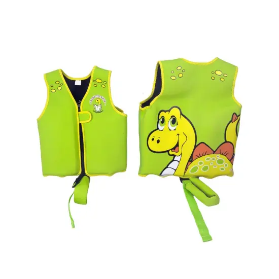 Pool Central 14" Green Intermediate Smiling Dinosaur Unisex Child Swim VestAges 3-6 {1}