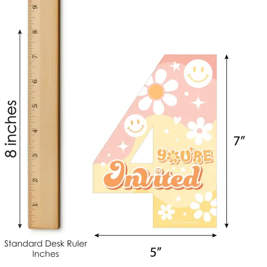 Big Dot of Happiness Four-Ever Groovy - Shaped Fill-In Invitations - Boho Hippie Fourth Birthday Party Invitation Cards with Envelopes - Set of 12 {7}