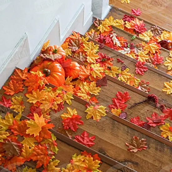 500PCS Artificial Maple Leaves 5 Assorted Mixed Fake Fall Maple Leaf Lifelike Looking Silk Autumn Leaf Garland for Halloween Fall Decor Party Festival Thanksgiving Table Decorations&hellip; {1}