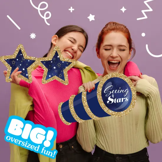Big Dot of Happiness Starry Skies - Telescope, Glasses and Crown Decorations - Gold Celestial Party Large Photo Props - 3 Pc {3}