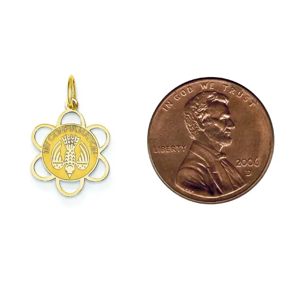 14K Gold My Confirmation Charm Holy Spirit Pendant Jewerly 22mm x 13mm {2}