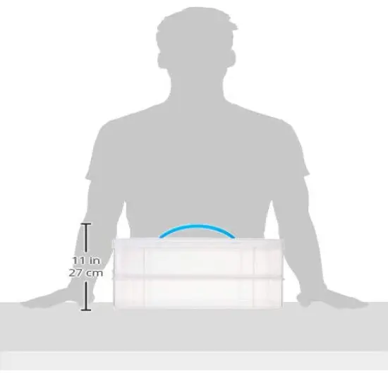 Portable Storage Bin for Tools and Craft, 14.1 x 10.5-Inch Clear BPA-Free Container, Tool Box with Stackable Trays, Microwave, Freezer and Dishwasher Safe {3}