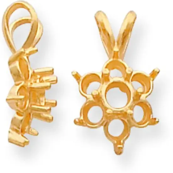 14K Gold0.40ct Round 7 Stone Pendant Setting {1}