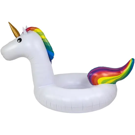 Northlight 68" Rainbow Unicorn Inflatable Swimming Pool Tube Ring Float White {4}