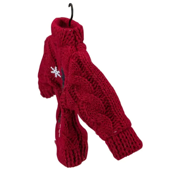 Northlight Ugly Sweater with Plaid Reindeer Christmas Ornament - 8" - Red {4}