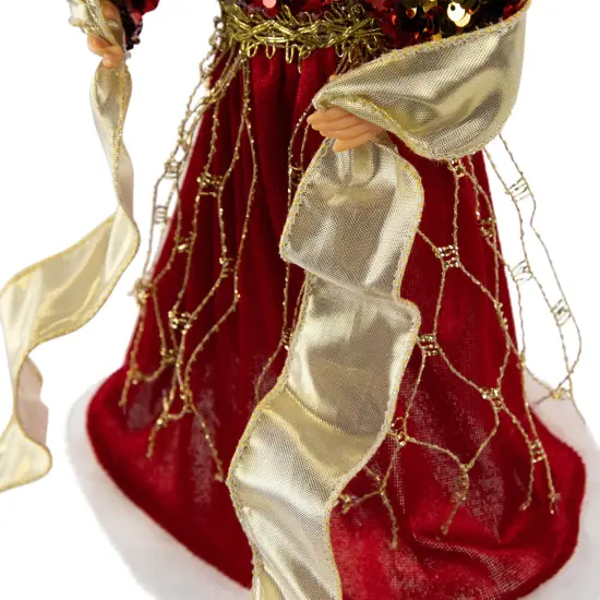 Northlight Metallic and Sequin Angel Christmas Tree Topper - 12" - Red and Gold - Unlit {7}