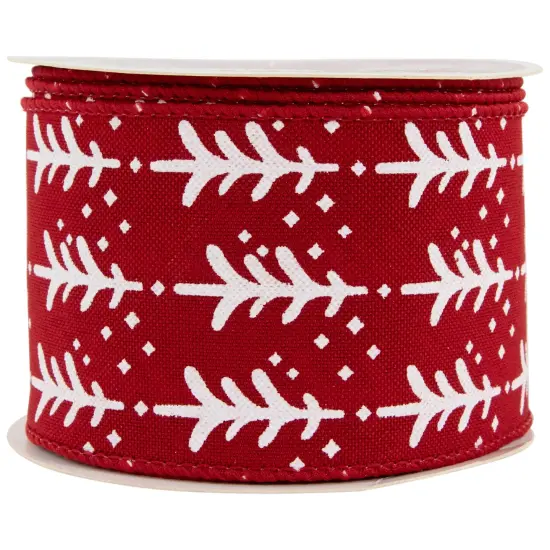 Northlight Red and White Christmas Tree Wired Craft Ribbon 2.5" x 10 Yards {5}