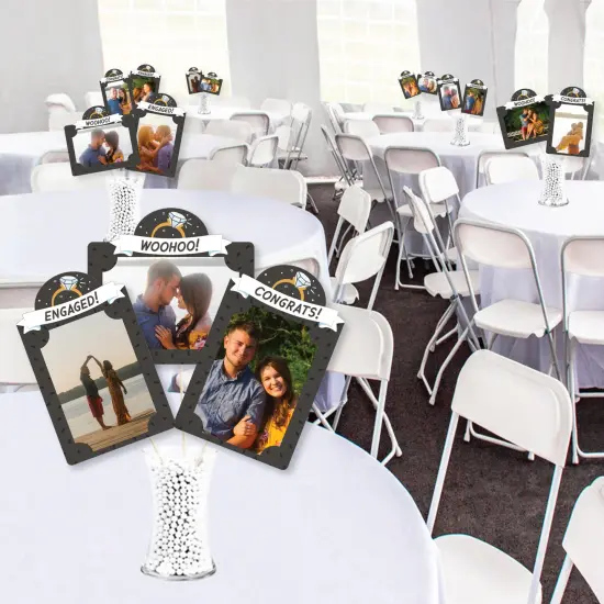 Big Dot of Happiness Just Engaged - Black and White - Engagement Party Picture Centerpiece Sticks - Photo Table Toppers - 15 Pieces {4}