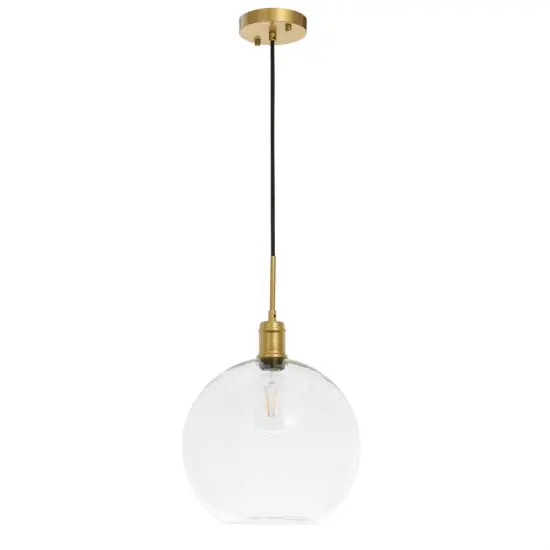 Emett 1 light Brass and Clear glass pendant {5}