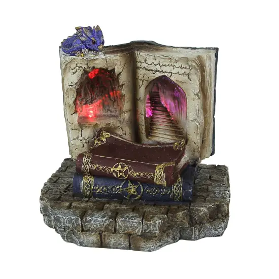 Resin Magic Book LED Sculpture Decorative Accent Light Resting Dragon Figurine {1}