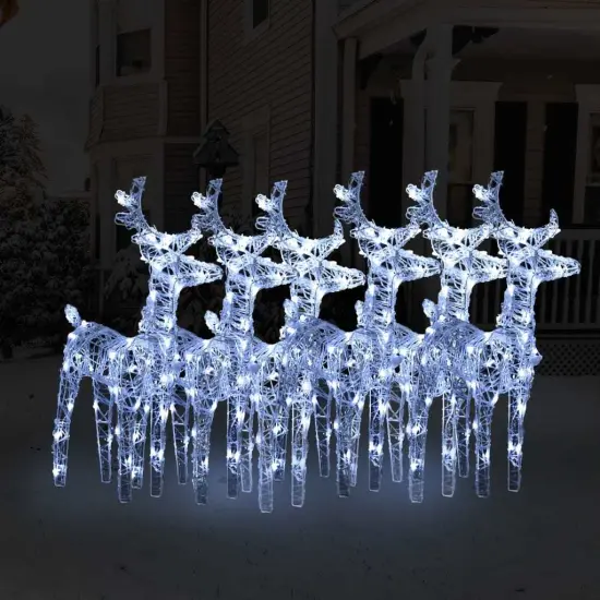 6 pcs Christmas Reindeers 240 LEDs Acrylic Cold white {1}