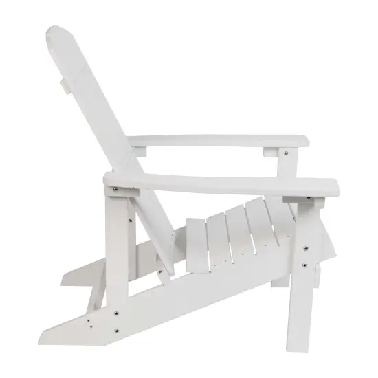 Merrick Lane Set of 4 Riviera All-Weather Poly Resin Wood Adirondack Chairs White {5}