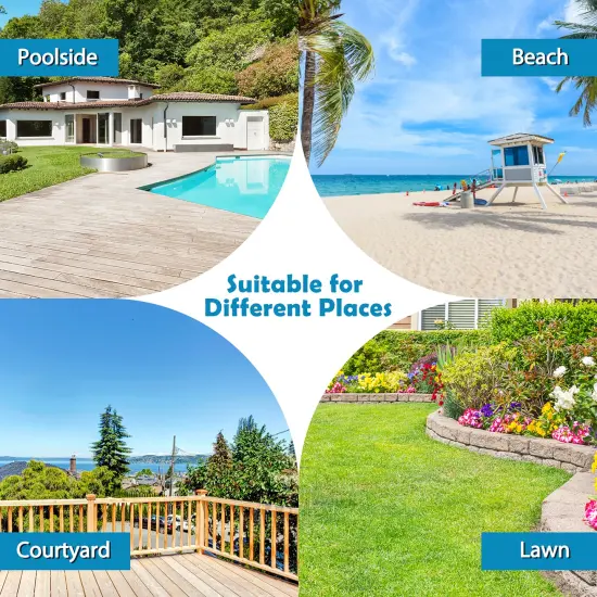 Costway Foldable Lounge Chair Outdoor Adjustable Beach Patio Pool Recliner with Sun Shade {3}