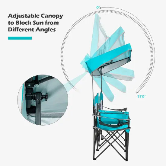 Goplus Portable Folding Camping Canopy Chairs w/ Cup Holder Cooler Outdoor Red\Blue\Turquoise {6}